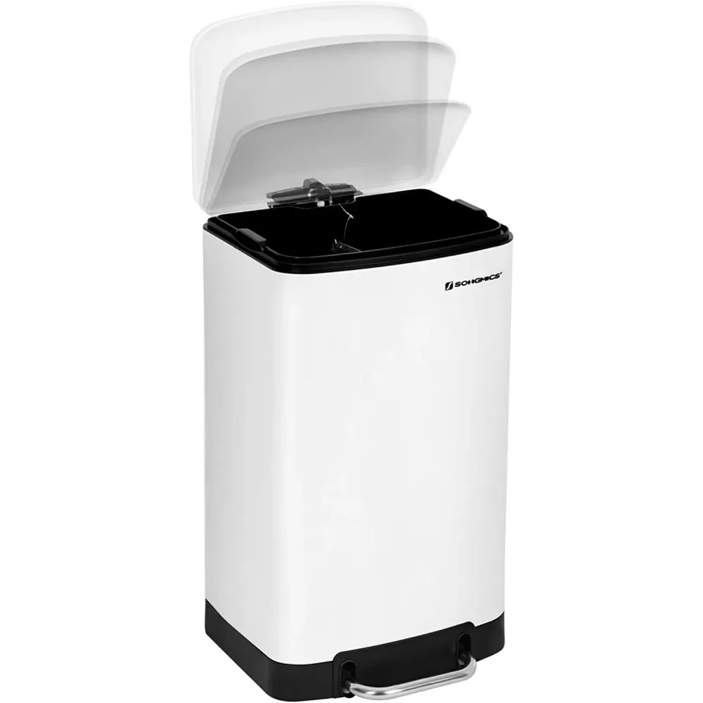 Fedéllel ellátott kuka, pedálos konyhai hulladékgyűjtő 30L, fehér