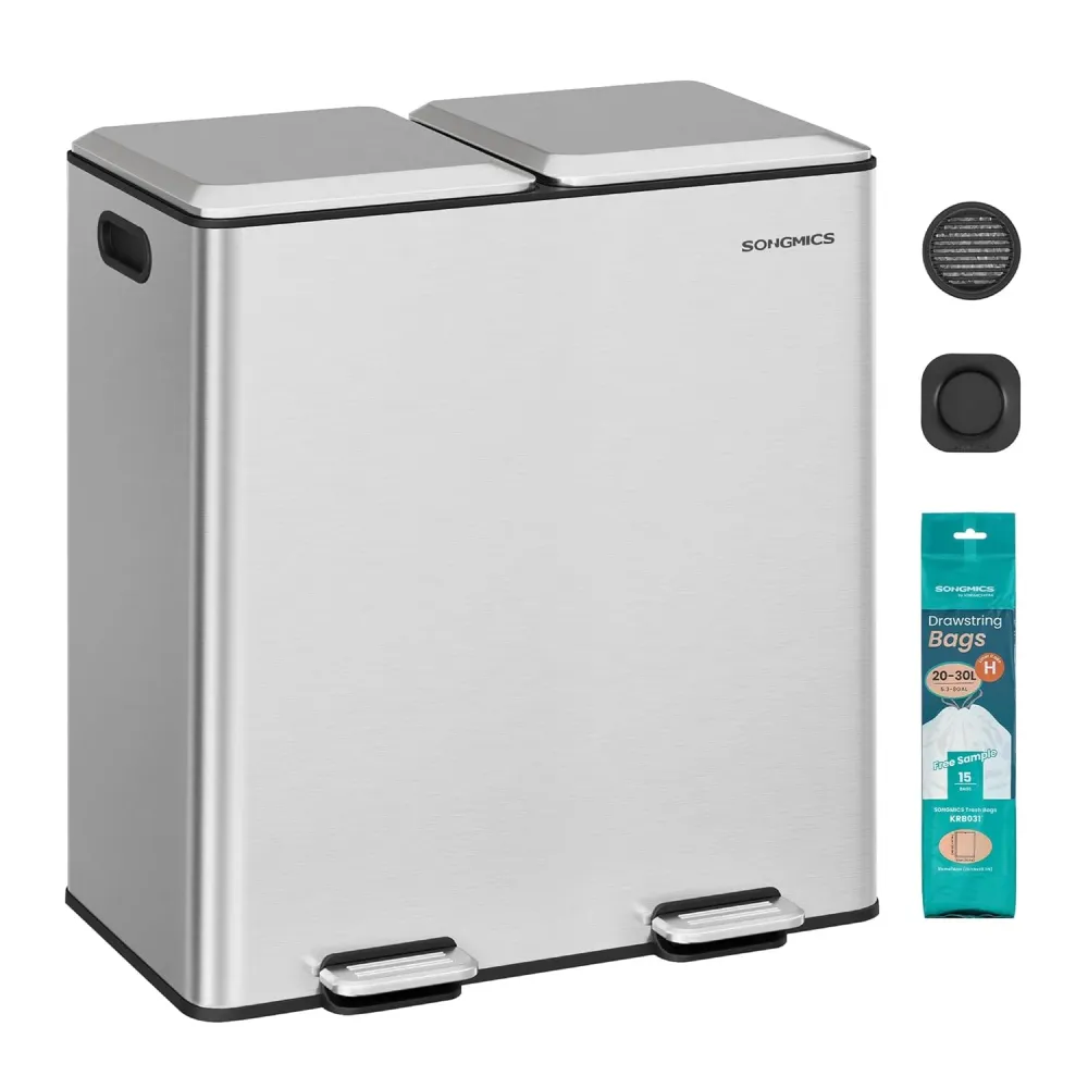 konyhai szemetes 2 x 30 l, metálezüst