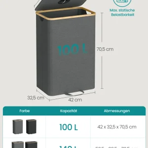 SONGMICS konyhai Palack gyűjtő, 100 literes, szürke