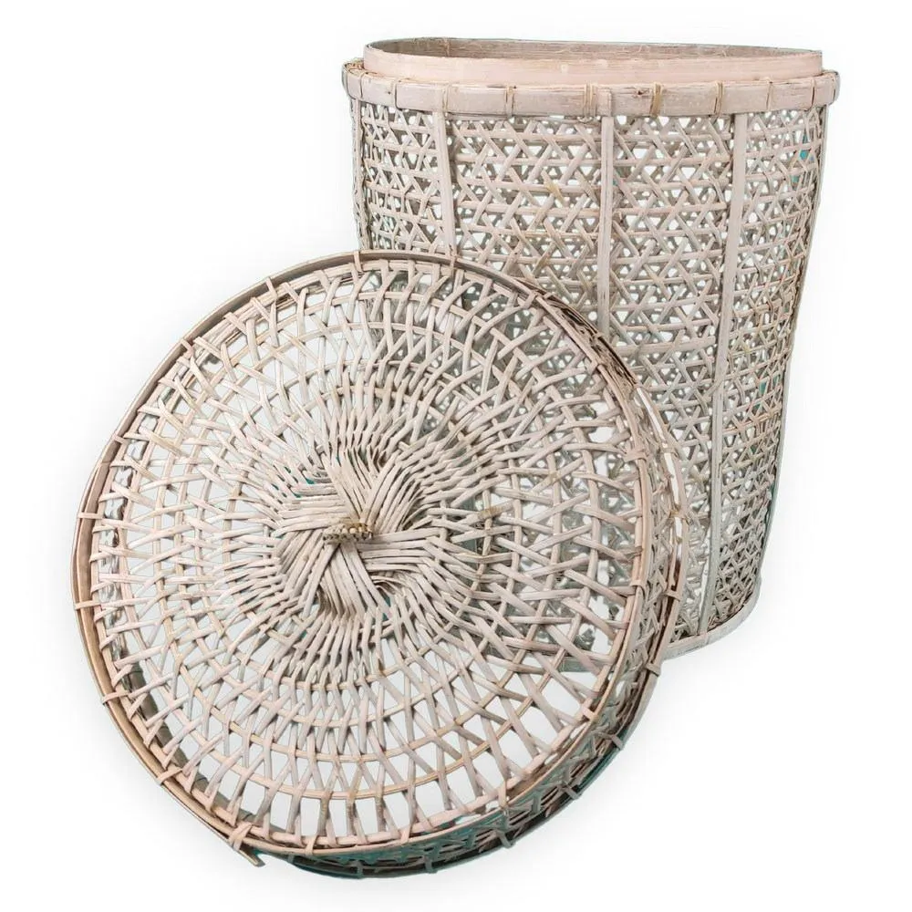 LAUNDRY fehér rattan szennyeskosár S