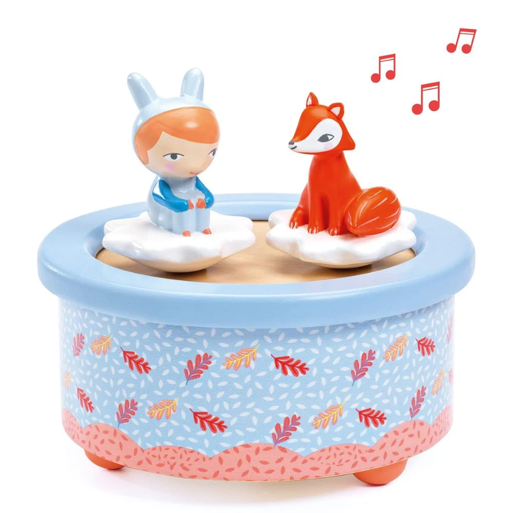 Djeco Fából készült zenélő doboz gyerekeknek Fox Melody