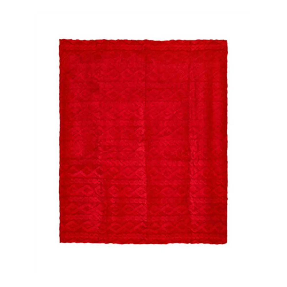 Poliészter piros jacquard pléd 130x190 cm