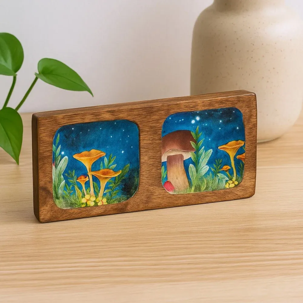 Apróságtartó tálca dupla gomba mintával, türkiz, 20x10x2.5cm