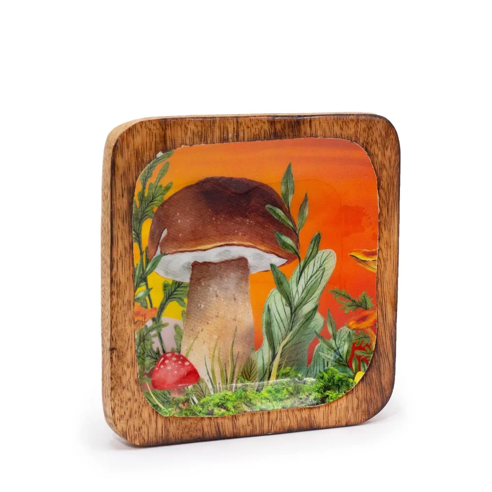 Apróságtartó tálca négyzet alakú gomba bordó 15x15x2.5cm