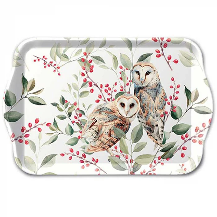 Bagoly pár műanyag kistálca Barn owl couple