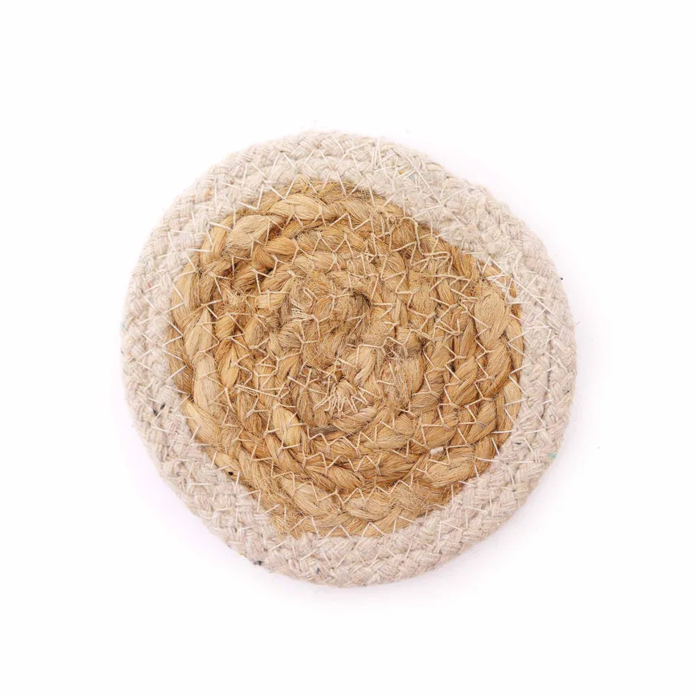 Juta pamut poháralátétek 10cm készlet 6 vegyes színben