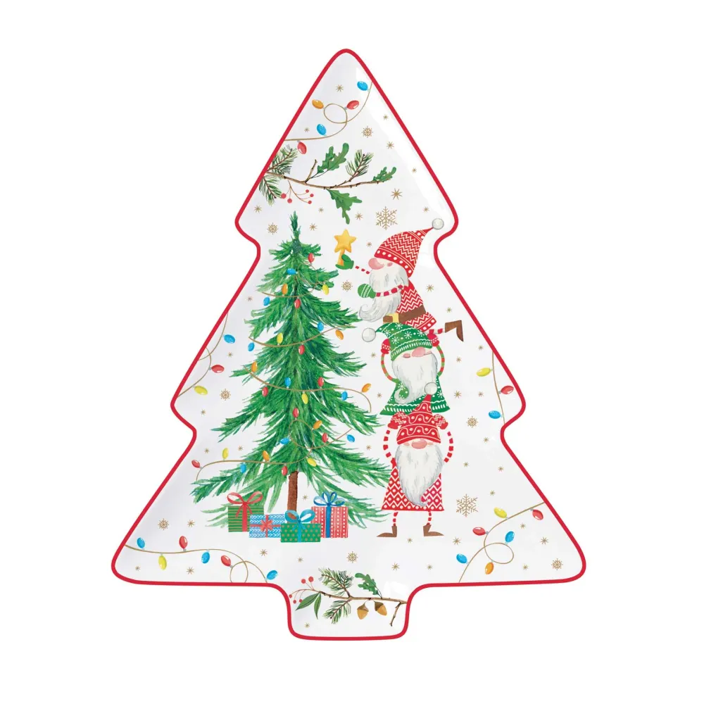 Karácsonyi manó fenyőfa alakú tálca Ready Christmas