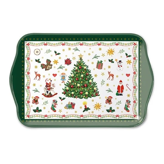 Karácsonyi műanyag kis tálca Christmas Evergreen white