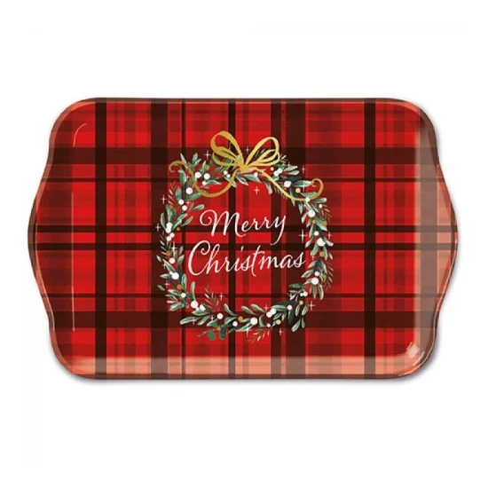 Karácsonyi műanyag kistálca Christmas Plaid Red