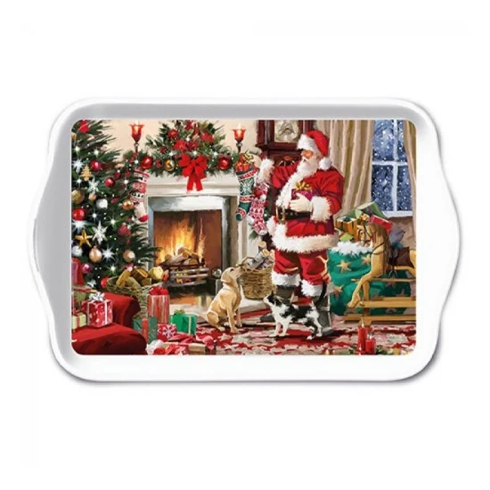 Karácsonyi műanyag kistálca Santa Interior