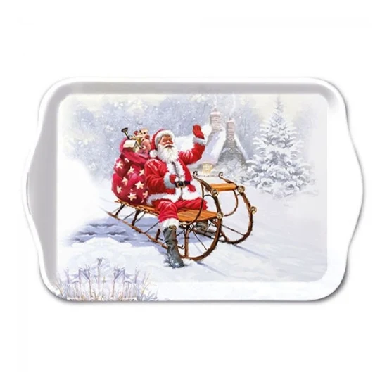 Karácsonyi műanyag kistálca Santa On Sledge