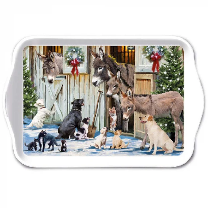 Karácsonyi műanyag tálca Animal Friends kicsi