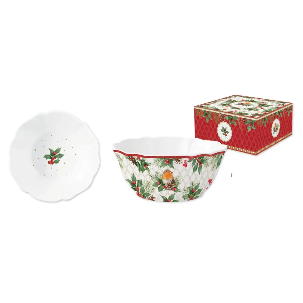 Karácsonyi porcelán nagy kerek tál Christmas Berries
