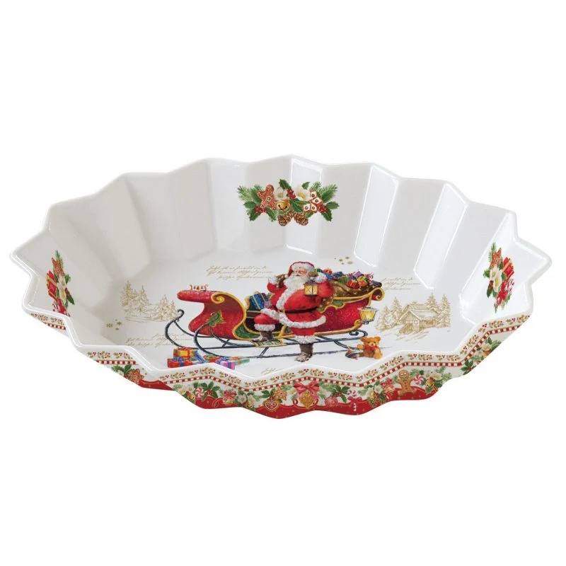 Karácsonyi porcelán ovális alakú kínáló tálca, 27x17x4,5 cm, díszdobozban - Christmas Memories