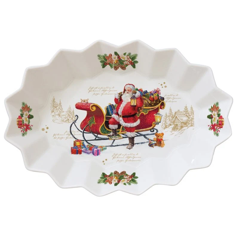 Karácsonyi porcelán ovális alakú kínáló tálca, 27x17x4,5 cm, díszdobozban - Christmas Memories