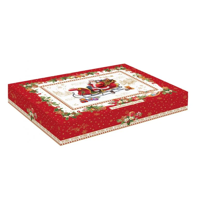 Karácsonyi porcelán ovális alakú kínáló tálca, 27x17x4,5 cm, díszdobozban - Christmas Memories