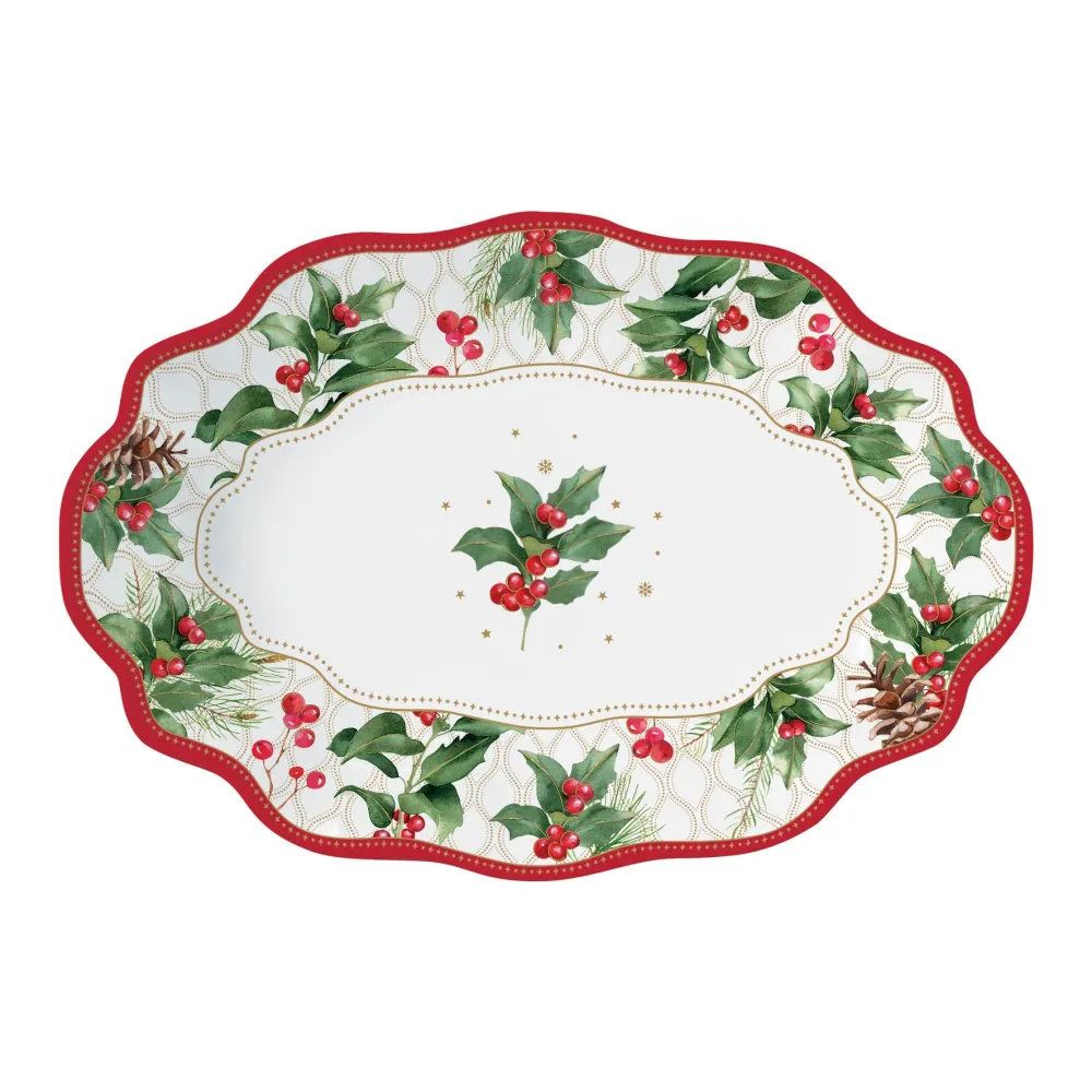 Karácsonyi porcelán ovális kínáló tál Christmas Berries