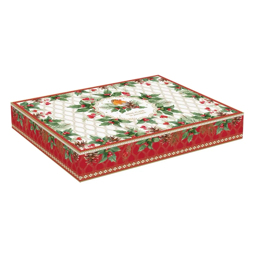 Karácsonyi porcelán ovális kínáló tál Christmas Berries