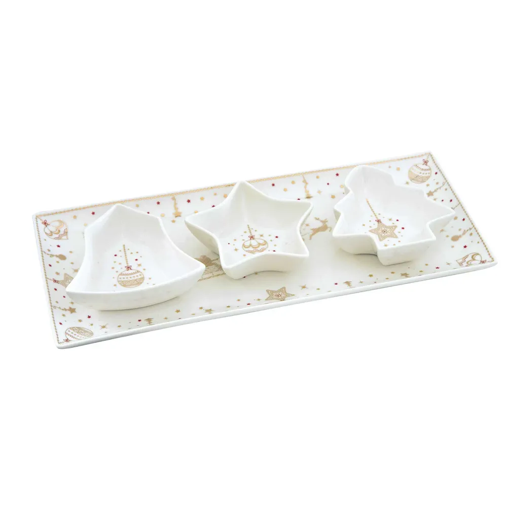 Karácsonyi porcelán 4 részes tálka szett Christmas Lights