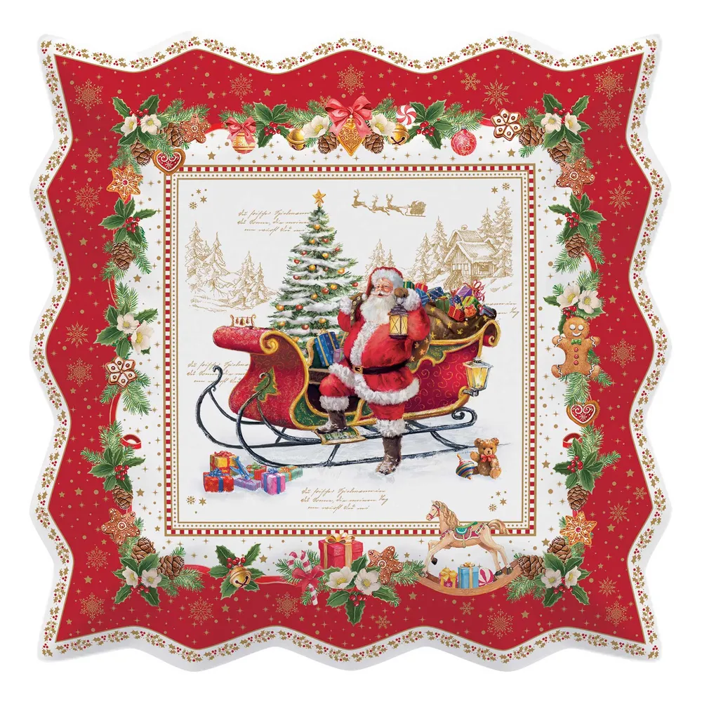 Karácsonyi porcelán tálca 30x30 cm Christmas Memories