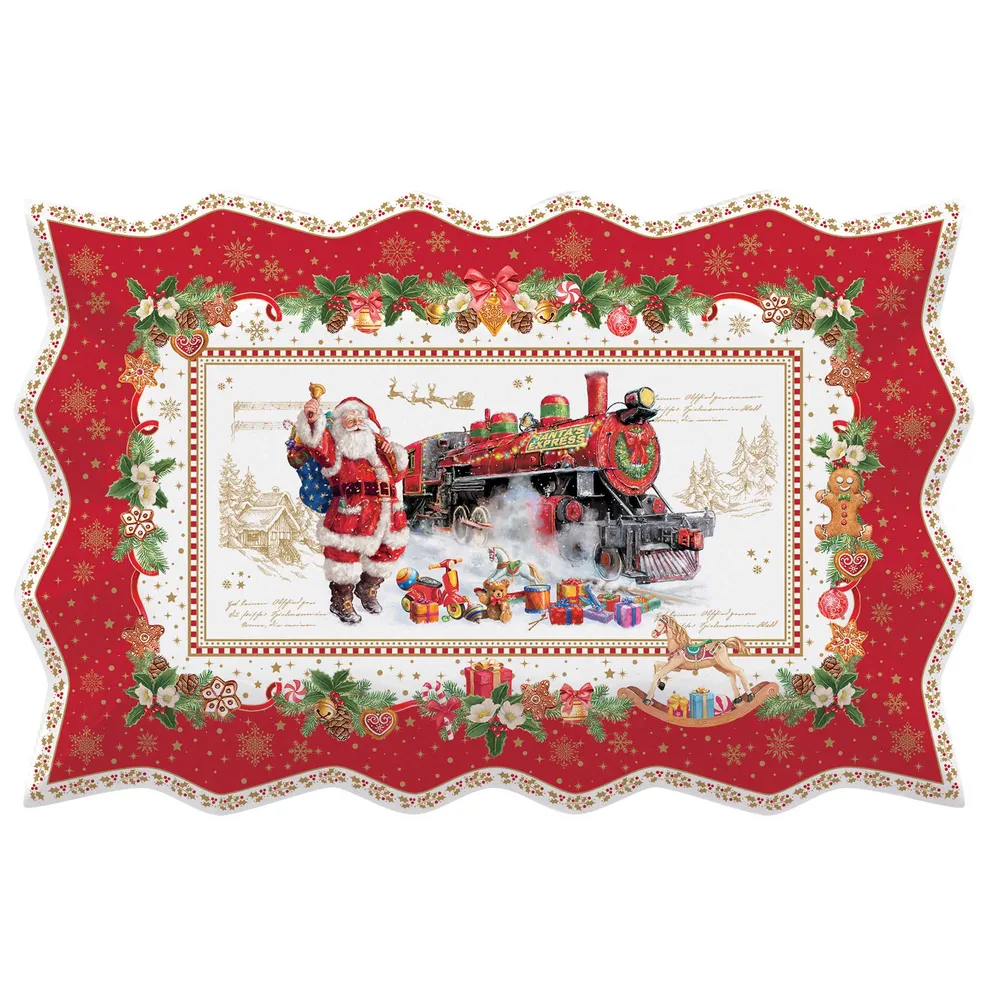 Karácsonyi porcelán tálca 35x23 cm Christmas Memories