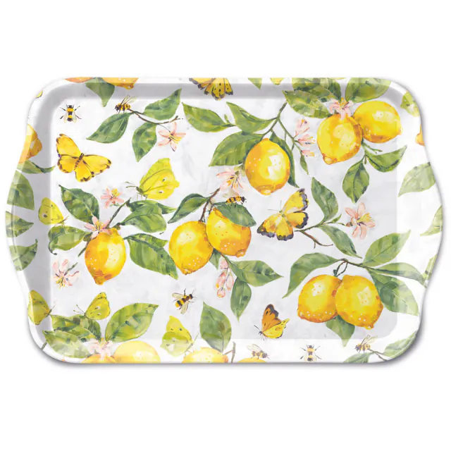 műanyag konyhai kis tálca citrom mintás Fresh lemons white