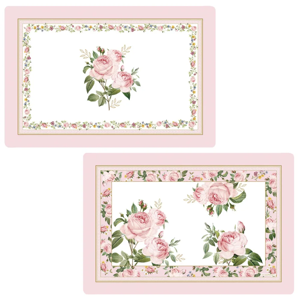 Műanyag tányéralátét kétoldalas 45x30 cm Rózsa mintás Chant des Roses