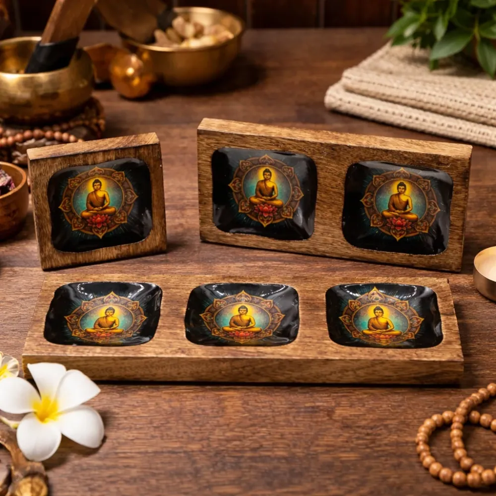 Nagy zománcozott mangótál szett – Buddha
