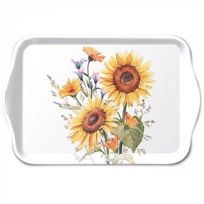 Napraforgó virágos műanyag kistálca 13x21 cm Sunflowers