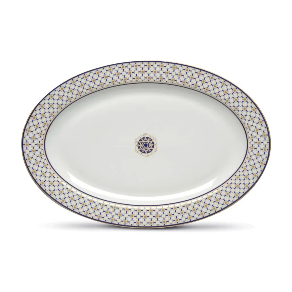 Porcelán asztali kínáló tál ovális Charles Pozzi Milano