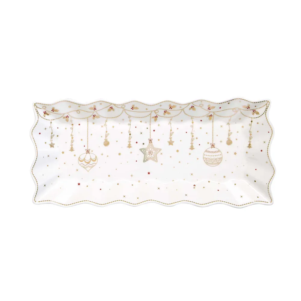 Porcelán karácsonyi tálca 40x18 cm Christmas Lights