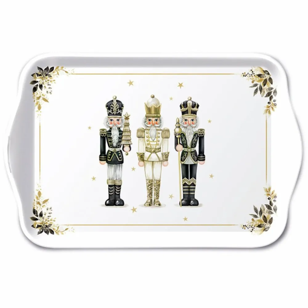 Royal fehér tálca diótörő mintával - 13x21 cm