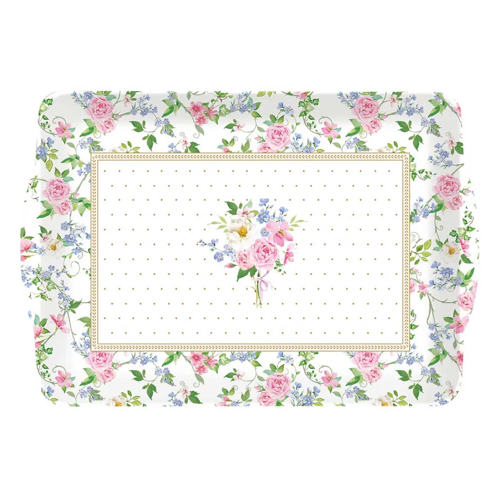 Rózsás műanyag tálca 33x22 cm Garden Joy