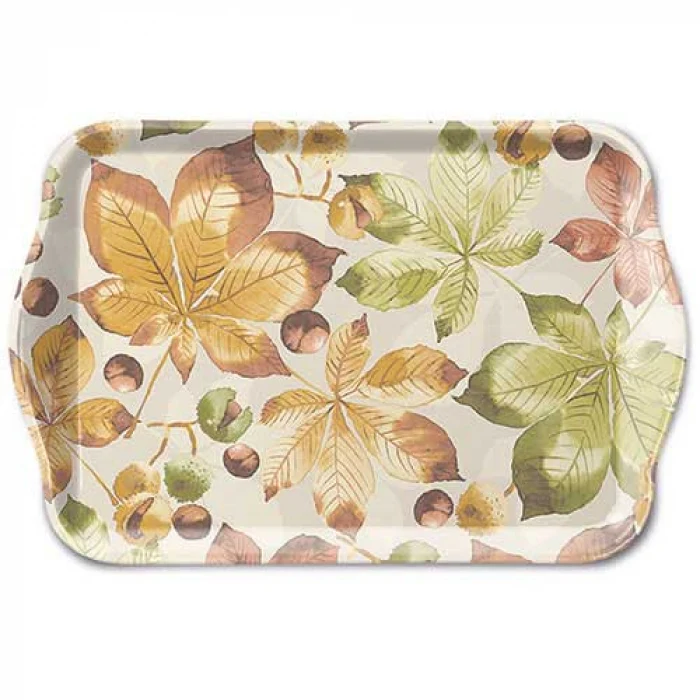 Őszi levél mintás konyhai műanyag kis tálca 13x21 cm Castanea