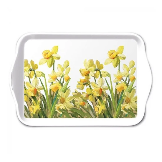 Tavaszi nárcisz virágos műanyag kis tálca Golden Daffodils 13x21cm