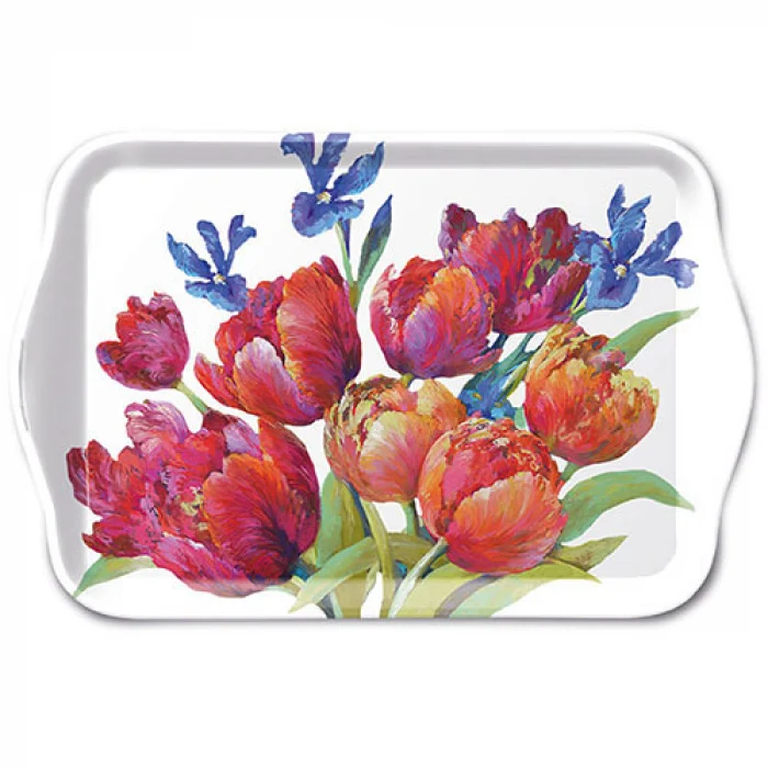 Tulipános műanyag kistálca 13x21 cm Tulips joy
