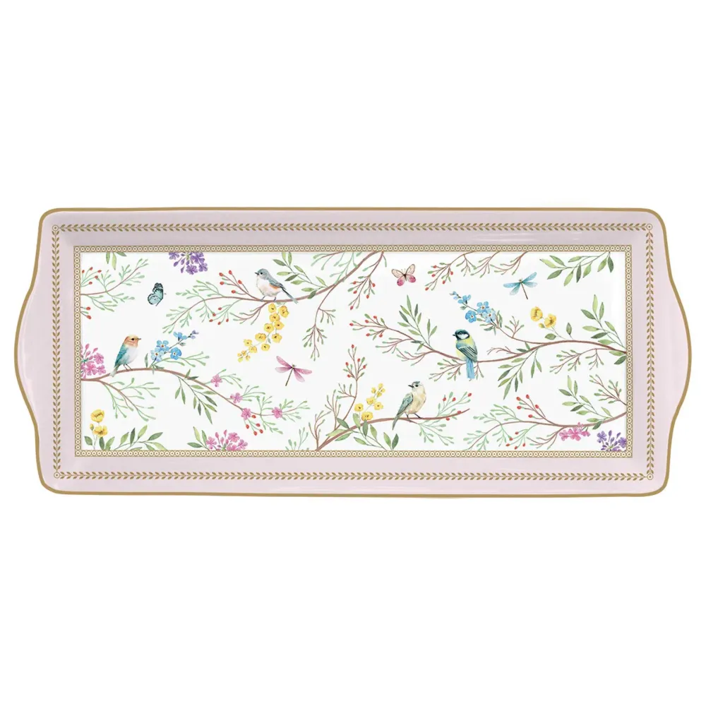 Vintage porcelán kínáló tálca 35x15 cm Birds Melody