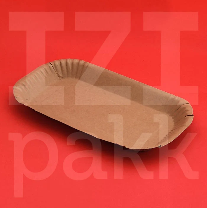 Komposztálható papírtál, ovális, legnagyobb, lebomló, bio, "kraft" szín - 100db