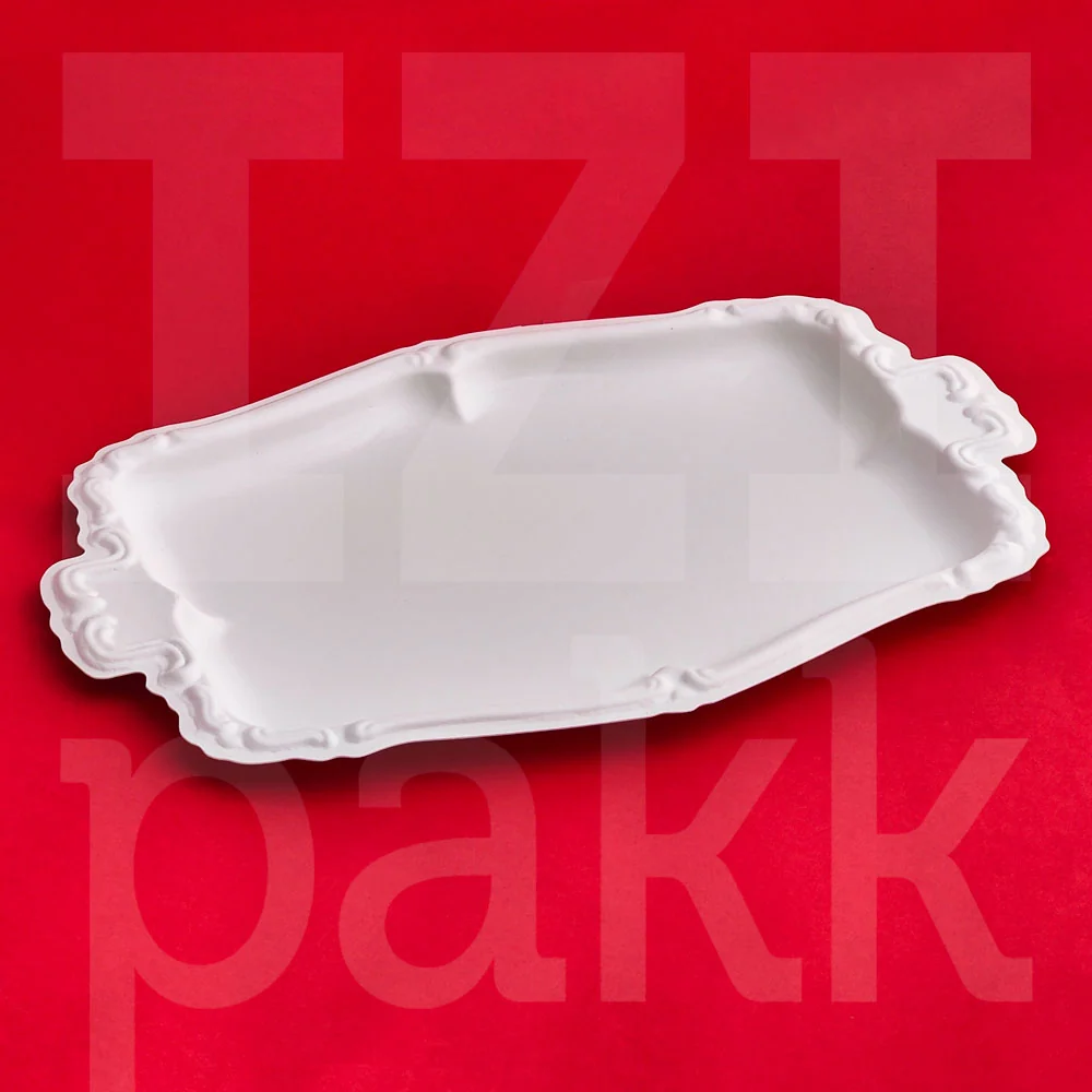 PS tálca, 3 személyes, fehér, szögletes - 10 db/csomag