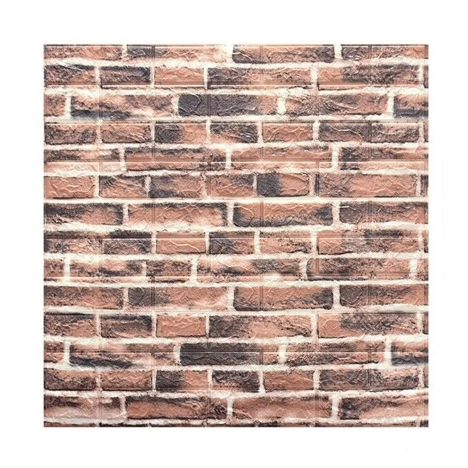 Set 10 3D Tapétalap, Vivimall, 70 x 77 cm, 3 mm vastag, polietilén, tégla minta, 5.3 nm fedett felület, Vörös Tégla