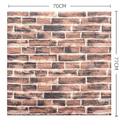 Set 10 3D Tapétalap, Vivimall, 70 x 77 cm, 3 mm vastag, polietilén, tégla minta, 5.3 nm fedett felület, Vörös Tégla
