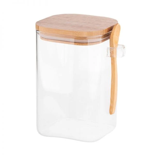 Altom boroszilikát üvegtároló bambusz tetővel és kanállal - 1000 ml