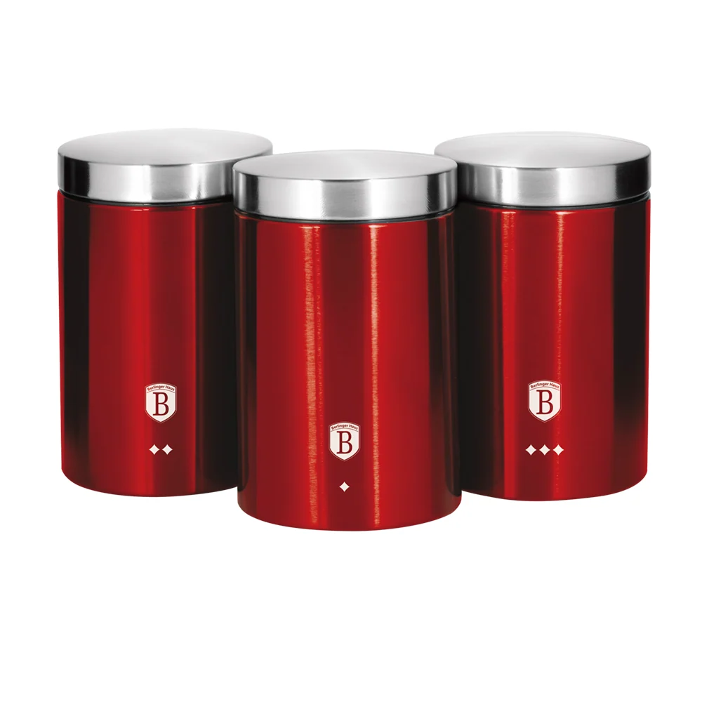 Berlinger Haus rozsdamentes acél fém tárolódoboz szett Metallic Line Burgundy Edition