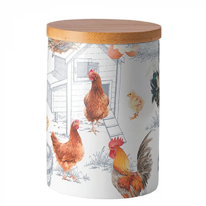 Chicken Farm porcelán konyhai tároló szilikon zárógyűrűvel közepes