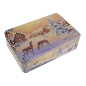 Karácsonyi konyhai dombornyomott nagy fémdoboz 355x235x100 mm Winter Nostalgia