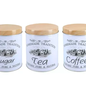 Kávé Tea Cukor fém tároló doboz szett vintage mintával