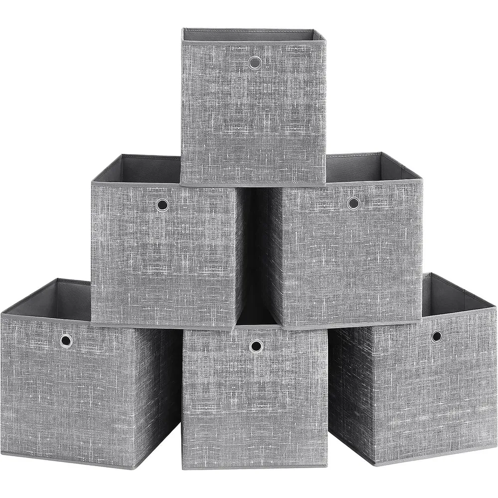 Tárolódobozok, 6 db-os szövet doboz 33x33x33 cm, szürke