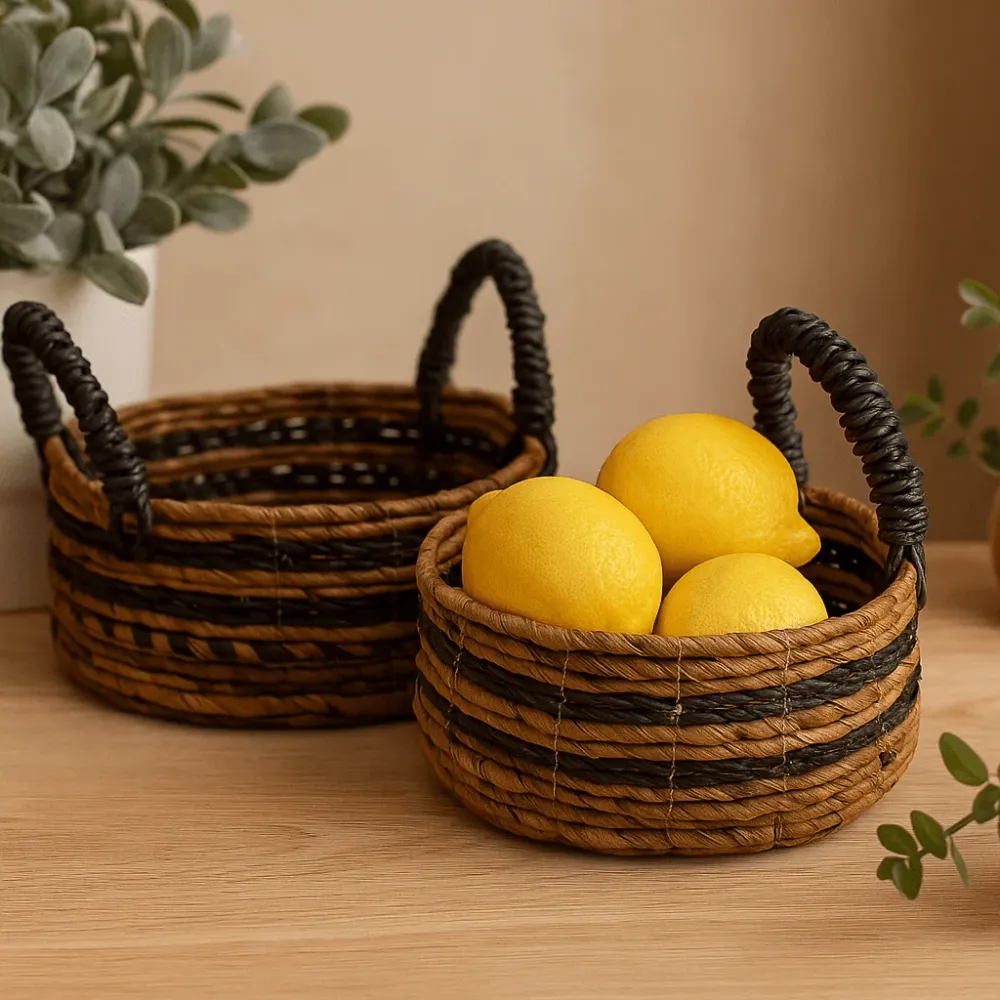 Raffia banánlevél kosár szett 2 darabos