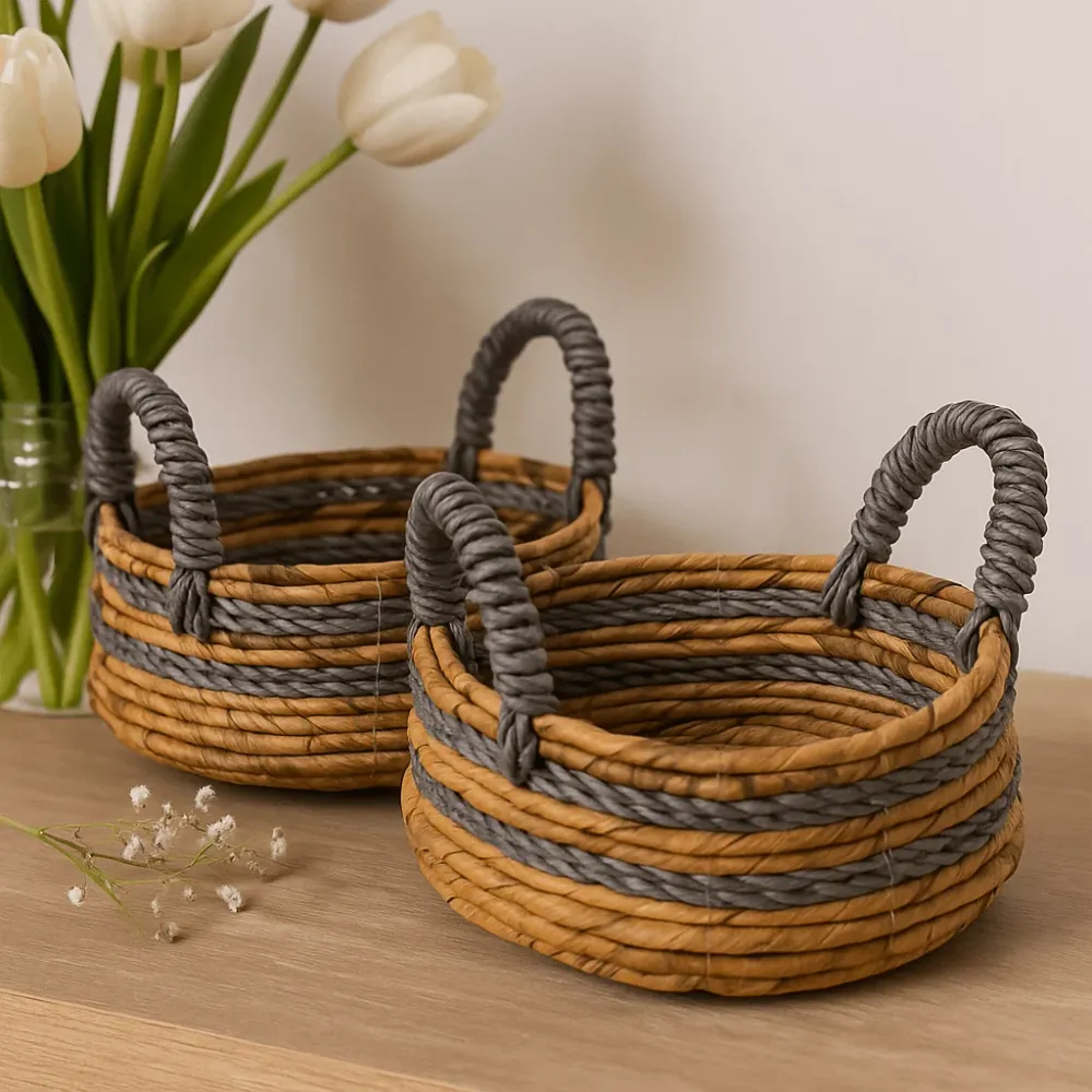 Raffia kosarak 2 darabos készlet Banánlevél Abu-Abu
