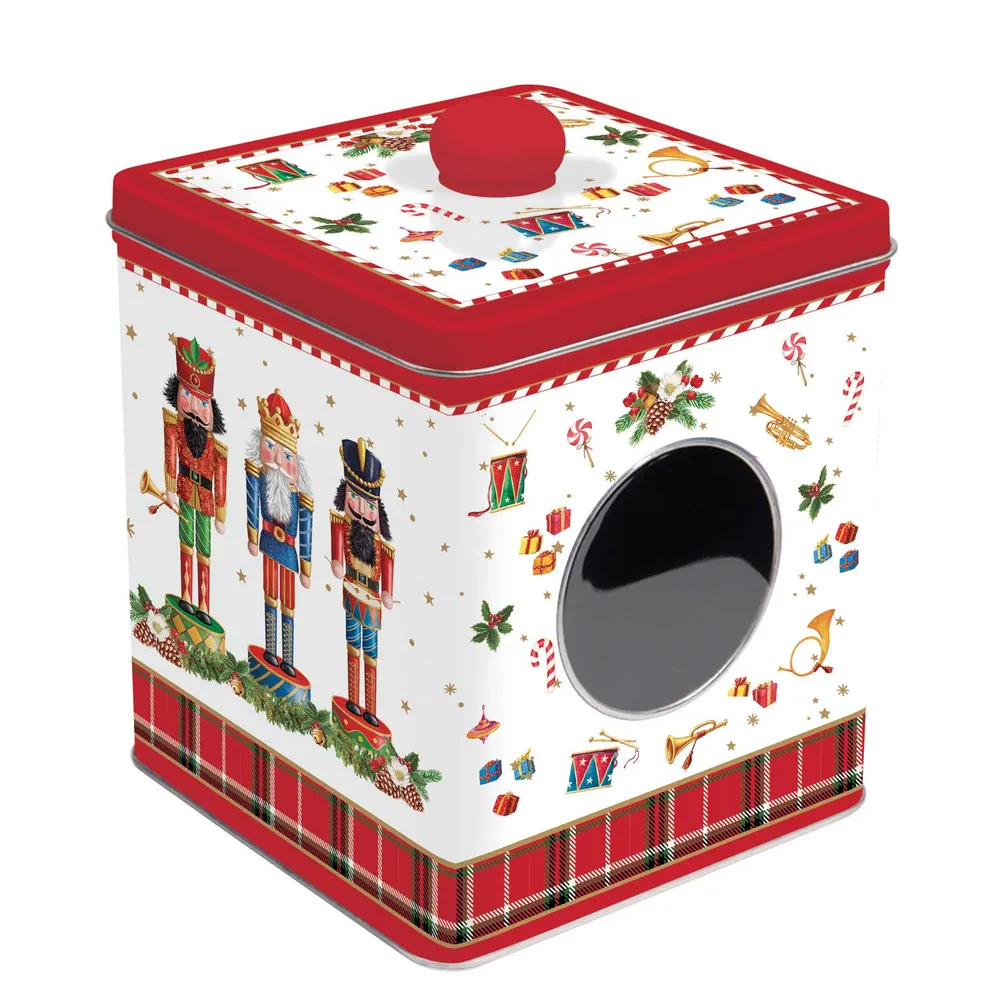 Karácsonyi ablakos fémdoboz Vintage Nutcracker
